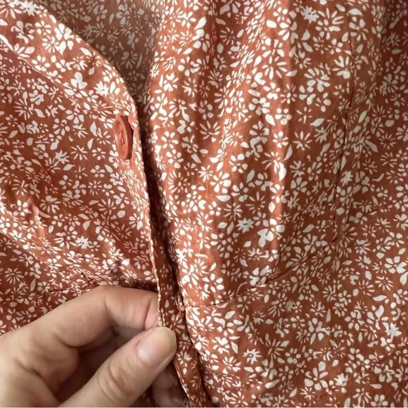 Free People Sienna Orange Floral Print Button Blouse - Picture 7 of 9